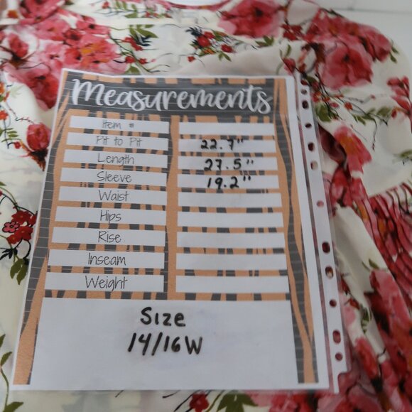 FLORAL BLOUSE COLOR WHITE SIZE 14/16W - Picture 8 of 10